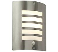 Loops IP44 Outdoor Wall Light PIR Motion Sensor Brushed Steel & Diffuser E27 Edison in Metallics Loops Metallics