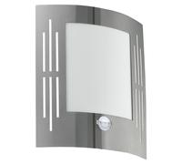 IP44 Outdoor Wall Light & PIR Motion Sensor - Stainless Steel - 1 x 60W E27 Bulb - Weatherproof Waterproof Mounted Porch Sconce Modern Metal