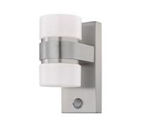 Loops IP44 Outdoor Wall Light & PIR Sensor Stainless Steel & Silver 6W Built in LED in Metallics Loops Metallics
