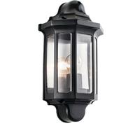 IP44 Outdoor Wall Light Satin Black Half Lantern Traditional Dimmable Porch Lamp