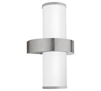 IP44 Outdoor Wall Light Stainless Steel & Silver 2 x 60W E27 Lamp Bulb