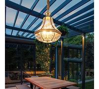 IP44 Outdoor Waterproof Hanging Pendant Lamp External Copper Lantern Chandelier E14 3-light Anti-rust Ceiling Light Suspended Mounted Luminaire Pavilion Sun Room Lighting Change for the better