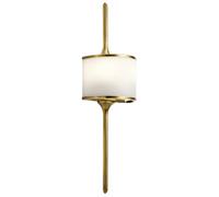 IP44 Twin Wall Light Mid Way Integral Glass Shade Natural Brass LED G9 3.5W