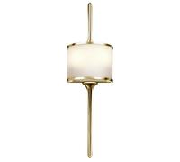IP44 Twin Wall Light Mid Way Integral Glass Shade Polished Brass LED G9 3.5W