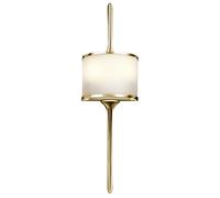 IP44 Twin Wall Light Mid Way Integral Glass Shade Polished Brass LED G9 3.5W Loops Clear One Size
