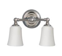 Elegant Ip44 Twin Wall Light With Opaque Glass And Polished Chrome Finish