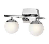 IP44 Twin Wall Light Satin Etched Cased Opal Globes Polished Chrome LED G9 3.5W