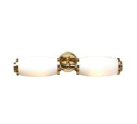 IP44 Wall Light 2 x Enc Glass Shades on a Bar Polished Brass LED G9 3.5W