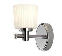 IP44 Wall Light Round Opaque Ridged Glass Polished Chrome LED G9 3.5W