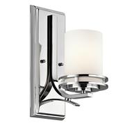 IP44 Wall Light Satin Edged Cased Opal Glass Curved Polished Chrome LED G9 3.5W