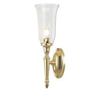 IP44 Wall Light Tall Clear Glass Shade LED Included Polished Brass LED G9 3.5W