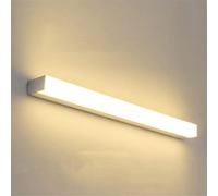 IP44 Waterproof LED Wall Mirror Light, 80CM Rectangle Bathroom Vanity Lamp, 16W Aluminum Indoor Lighting for Dressing Room & Toilet, Silver Warm Light