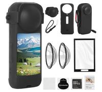 IP54 Dustproof EVA Case Accessory for Insta360 X4 Camera, 9H Hardness Lens Guards and Screen Protector Full Kit, Shockproof Cage Design & Silicone Caps (Black, Unisex)