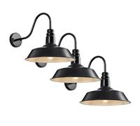 IP54 Waterproof Retro Outdoor Wall Light - Black Iron Gooseneck Barn Light for Garage Porch Patio - Anti-Rust Industrial Wall Mount Fixture for Farmhouse Exterior