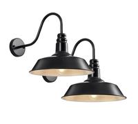 IP54 Waterproof Retro Outdoor Wall Light - Black Iron Industrial Barn Fixture with Gooseneck Anti-Rust Design for Garage Porch Patio Farmhouse Style Wall Mount Outdoor Lighting