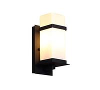 IP55 Waterproof Outdoor Wall Sconce - Bronze Garden Lantern, Iron Art Glass Light for Patio, Aisle & Villa Decoration, E27 Bulb, 40.5x21cm, Black Finish