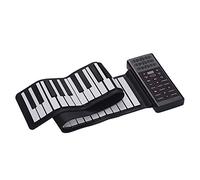 IP61S Silicone Roll-up Piano, 61-key, 128 Tones, 128 Rhythms, Rechargeable Battery, BT and MIDI Support, Flexible Design, Dual Magnetic Speakers, LED Display, Sustain Pedal Included
