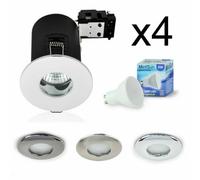 ValueLights Brushed Chrome Cool White LED Ceiling Downlight 4 Pack - Silver - Wilko