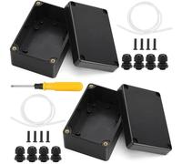 IP65 Junction Box Waterproof Junction Box Surface-Mounted Junction Box Universal Housing Electronics with 8 Cable Glands and Screwdriver Pack of 2