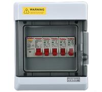 IP65 rated waterproof distribution box, 4 way power supply panel with quick leakage switch and flame retardant plastic case