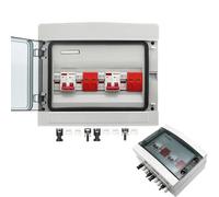 IP65 Solar Combiner Box 2 String 2 Input 2 Output 500V DC. Waterproof Distribution Box with Circuit Breaker Off Grid System(DC MCB 20A)