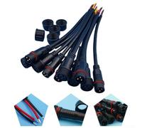 IP65 Waterproof 2/3-Pin 22AWG Wire Connector for LED Light Bar and Surveillance Camera, Male and Female Cable Connectors, 5 Pairs Black(BLACK-3PIN)