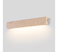 IP65 Waterproof Japanese Style Wabi-Sabi Outdoor/Indoor Yellow Travertine Long Strip LED Wall Light - Modern Marble Exterior Wall Sconce for Courtyard, Porch