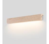 IP65 Waterproof Japanese Style Wabi-Sabi Outdoor/Indoor Yellow Travertine Long Strip LED Wall Light - Modern Marble Exterior Wall Sconce for Courtyard, Porch