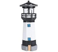 IP65 Waterproof Lighthouse Decorative Light Solar Patio Pathway Lighthouse Lamp Garden Ornament Terrance LED Rotation Lighting(Black)