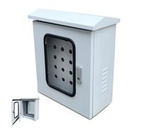 IP65 Waterproof Outdoor Electrical Enclosure Box Double Door Junction Cabinet with Lock & Viewing WindowDistribution Box with Mounting Plate (30x40x20cm/12x16x8in)
