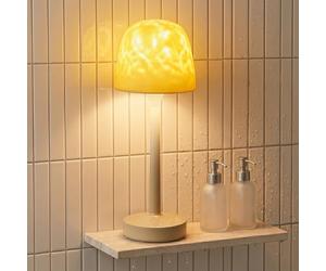 IP65 Waterproof Shower Lamp for Inside Shower, Outdoor Patio Cordless Rechargeable Table Lamp, RGB Ocean Wave Projector, Battery Operated Small Touch Lamps for Kitchen Counter Nightstand Desk Bathroom