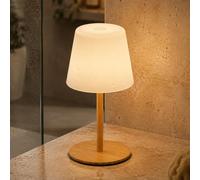 IP65 Waterproof Shower Lamp, Rechargeable Table Lamp, Wood Grain | Bathroom to Bedside Ambience Cordless Placement Touch-Dim Comfort 12-24H Light 3 Colour Moods 2-Height Fit