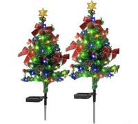 IP65 Waterproof Solar Outdoor Christmas Tree with LED Lights, Featuring Red Fruit and Bow for Festive Garden and Lawn Lighting, Solar Powered (75cm red fruit)