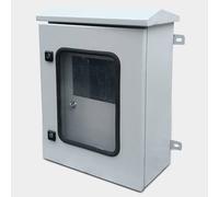 IP65 Waterproof Steel Electl Enclosure Double Door Junct Box with Lock & Mounting Plate Outdoor Use Viewing Window 60x50x20cm/24x20x8in