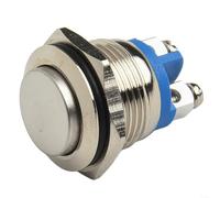 Ip66 Ik09 Metal Push Button Switch 16mm Mounting Hole Momentary Self Reset High Round Head Nickel Plated Brass 1a 110-220v For Outdoor Machinery And Equipment(110-220V)
