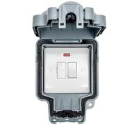 IP66 Outdoor 13A Switched Fuse Spur Neon in Enclosure Garden Waterproof Box - Weatherproof Mains Lighting Isolation Safety Plate
