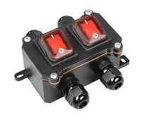 IP66 Waterproof DPST Rocker Toggle Switch Box Double Side Double Hole 15A/250V AC/DC 30A/250V Electronics Instrument Enclosure(Switch-no box,125-250v)