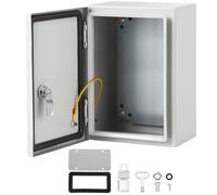 IP66 Waterproof Electrical Enclosure Box Lockable Metal Junction Box Wall Mounted Distribution Cabinet Cold Rolled Steel Electrical Panel with Mounting Plate Cable Gland Entry Outdoor Weatherproof