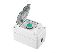 Ip66 Waterproof Push Button Box With Green Momentary Switch, Abs Outdoor Control Station For Industrial Machinery And Fire Fighting Equipment, Gray Enclosure