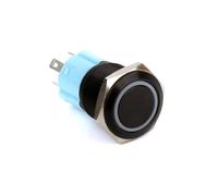 IP67 19mm Momentary Self locking Power Switch Ring LED lighted Black Metal push button swithes IDGTTLDF(Green LED,12V)