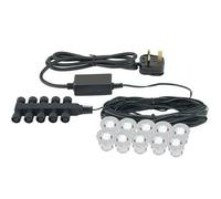 IP67 Decking Plinth Light Kit 10x 0.45W Daylight White Round Lamps Outdoor Rated