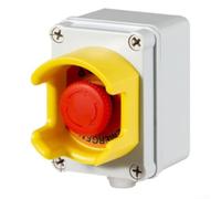IP67 E-Stop Switch Box, Flame-Retardant ABS Stop Button with Metal Cover, Short Circuit Protection for Outdoor Industrial Electrical Control, White
