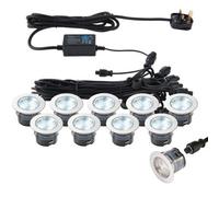 IP67 Outdoor Decking Plinth Lights 10x 45mm Colour Changing Daylight Blue Lamp
