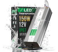 LED Driver,150W 12V Lighting Transformer, 100-240V AC to 12V DC IP67 Waterproof 12.5A LED Power Supply Constant Voltage Adapter for Outdoor Garden Strip Lights LEDS Lighting Shed Light(150 W)