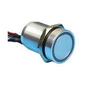 IP68 16mm RGB Ring LED Illuminated piezo Flat Head Switch with 150mm Wire 1NO Momentary IDGTTLDF(12V Blue led,Common Positive)