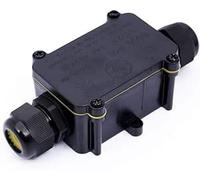 IP68 2/3 Way Waterproof Outdoor 3 Cable PG9 Black Plastic Connector Gland Electrical Junction Box 240v UK Mains, Plastic Easy Insertion and Extraction (2 Way Junction Box)
