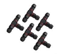 IP68 Waterproof 3-Pin Cable Connector, T-Shape Junction Box for 0.5-2.5mm² Wire, ABS PVC Electrical Terminal Block for Outdoor Street Landscape For Lighting, 5-Pack