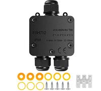 IP68 Waterproof Junction Box, 3-Way Y-Type PA9 Outdoor Electrical Junction Box, Electrical Enclosure, Gland External Cable Connector Wire Connector for Ø 4mm -15mm Diameter Cable - Black