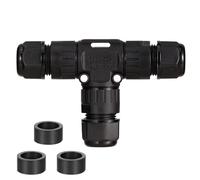 IP68 Waterproof Junction Box Outdoor Cable Connector 3 Way Wire Connectors Extension Electrical Cable Protector Black, (1 Pack)