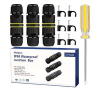 IP68 Waterproof Junction Box Outdoor Cable Connector, Extension Electrical Cable Protector for Cable Diameter Ø5mm-8mm (Pack of 3)